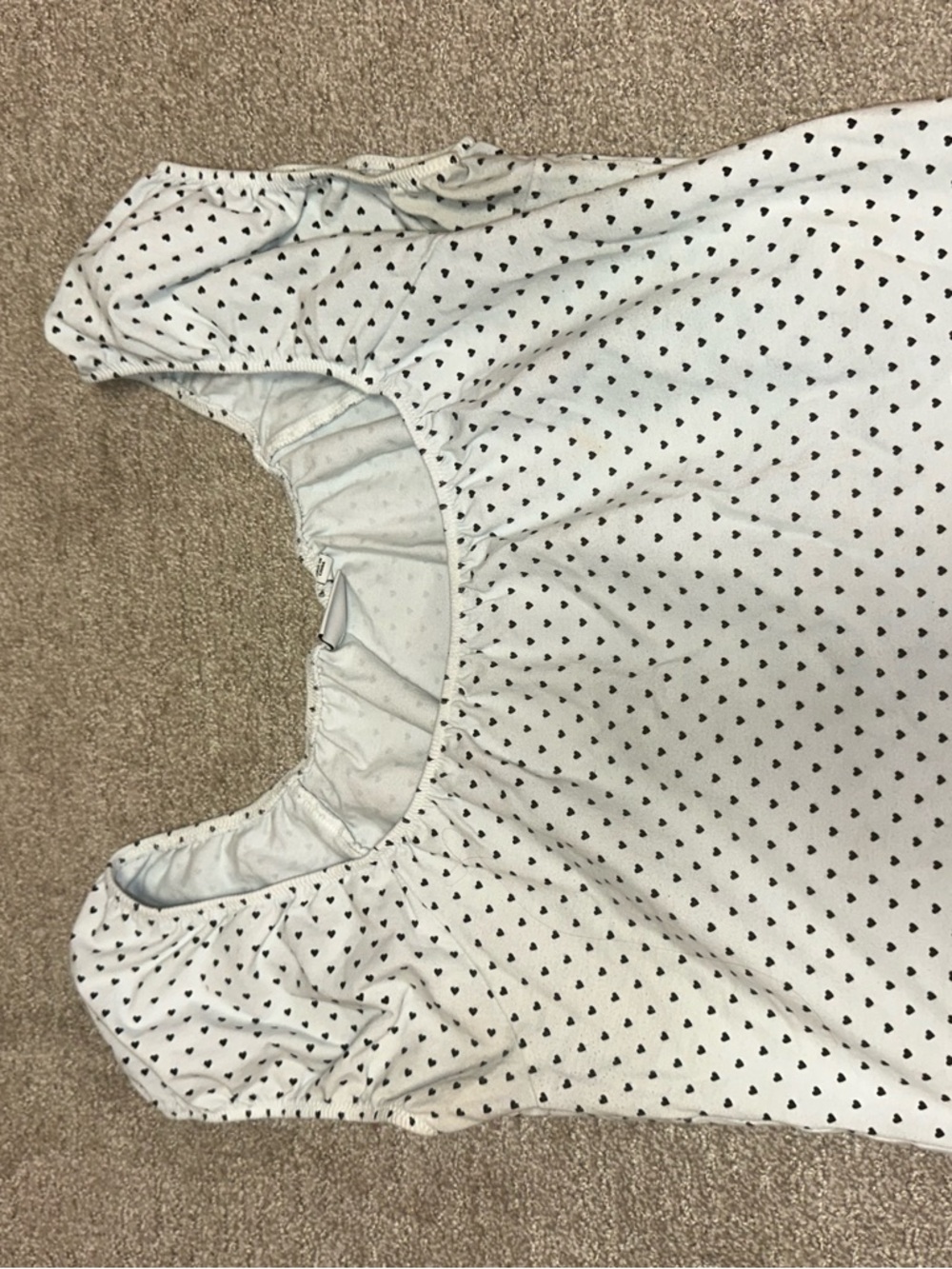 Sunday Best White Top with Black Heart Print and Puff Sleeves